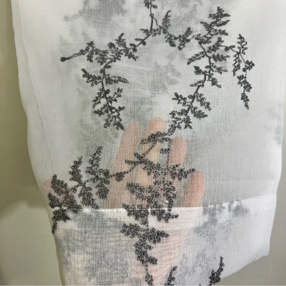4 Laura Ashley Embroidered Floral Vines Sheer Curtains 38x84” New
